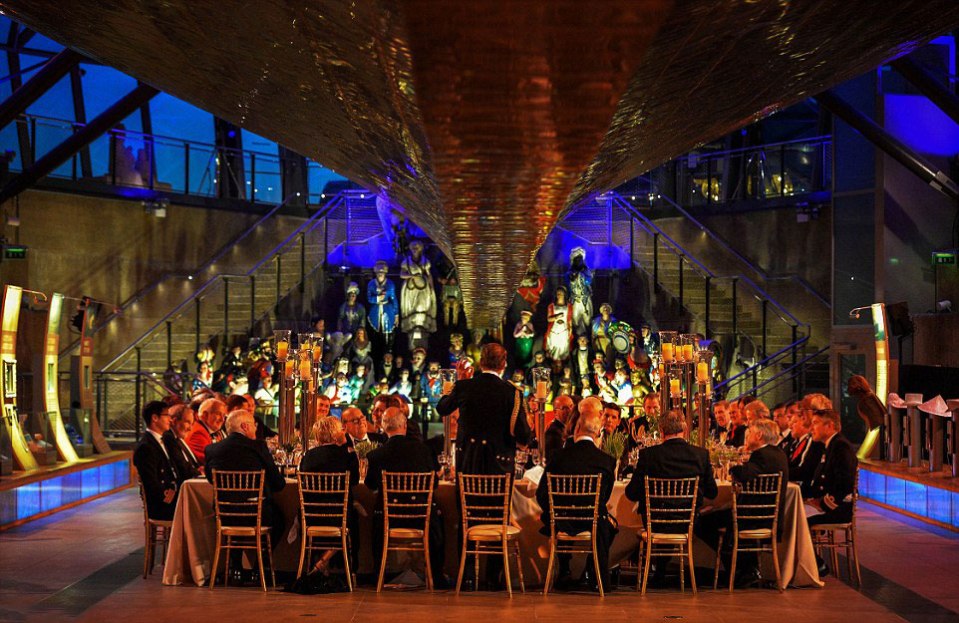  An honorary officer's dinner took place on board underneath the Cutty Sark in the refurbished visitors centre. The ship is the world's sole surviving tea clipper