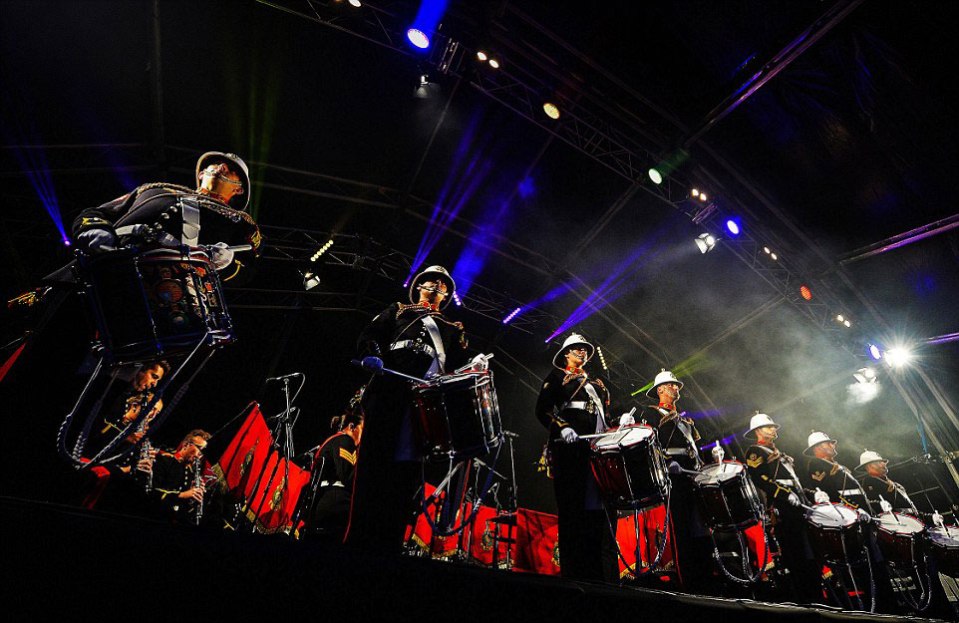  The Band of HM Royal Marines Collingwood performed on the Boscombe stage on the first night of the four-day Bournemouth Air Festival 2015