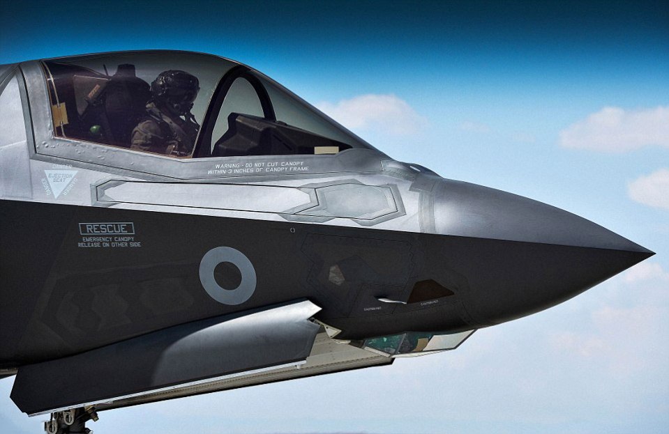  A view not often seen: A pilot takes a F35-B stealth fighter aircraft for a cruise to carry out operational tests ahead of the plane joining the Queen Elizabeth class carriers