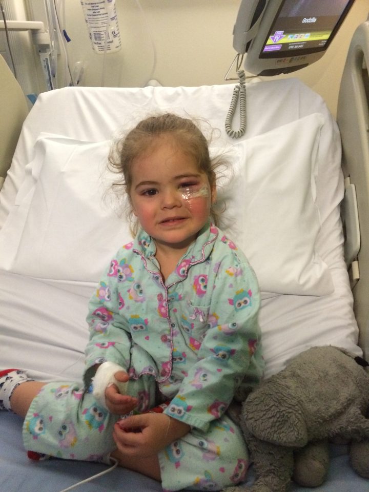  Lexie had to be transferred to Manchester Children's Hospital and could be scarred for life