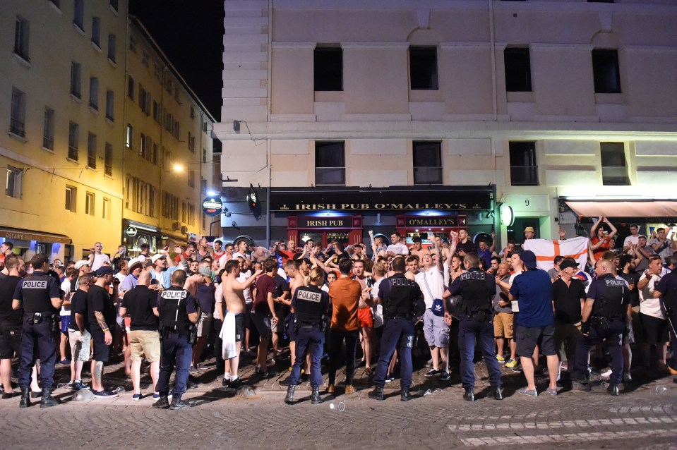  The fans had been gathered outside and English and Irish pub when trouble erupted with local youths