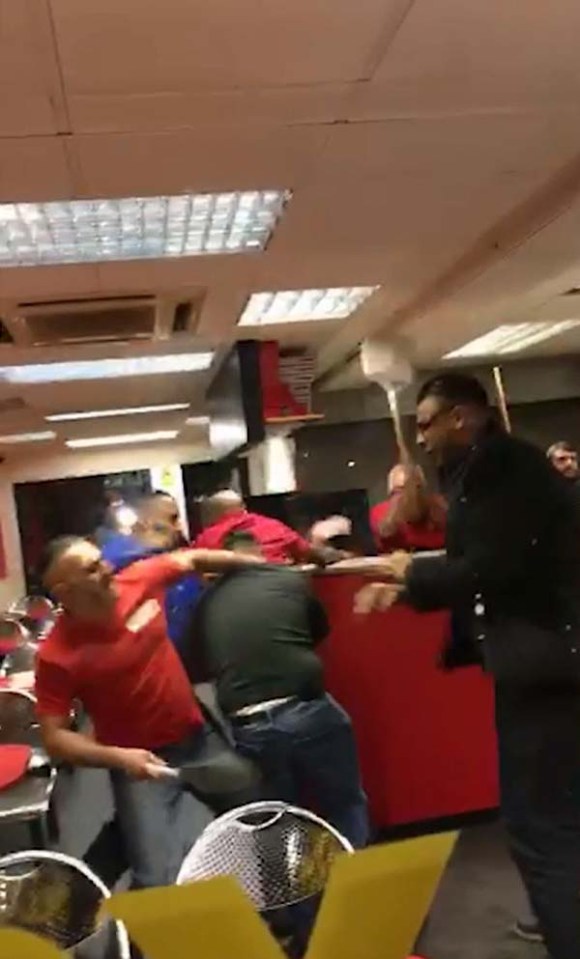  The fight broke out in the early hours as stunned customers looked on