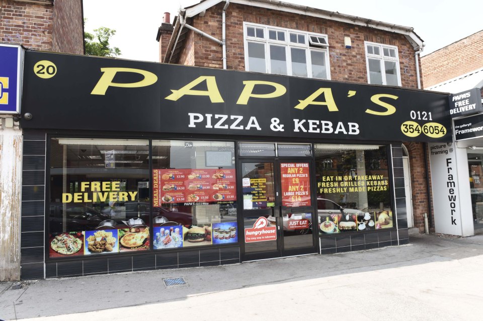  Papa`s Pizza and Kebab in Sutton Coldfield, Birmingham where the fight took place