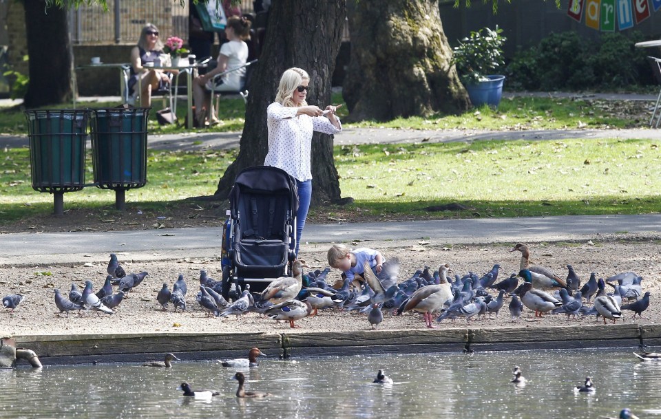  It wasn't just the ducks who were hungry but the pigeons too!