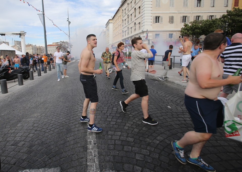  England fans can be seen drinking in the streets...leading to the mass fighting