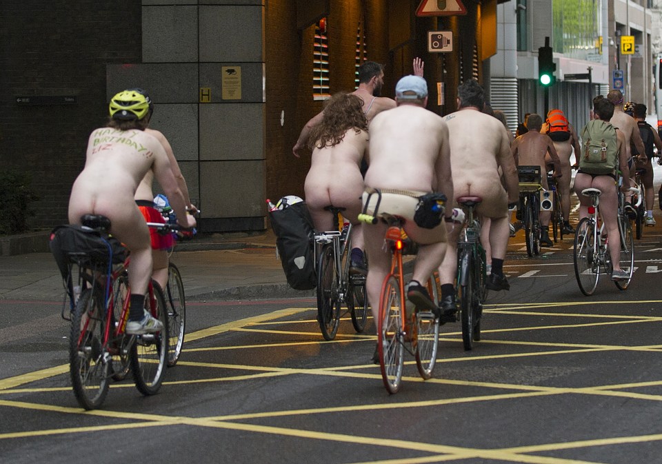  Spectacle ... naked cyclists ride through London to demonstrate against car dependency and to celebrate human form