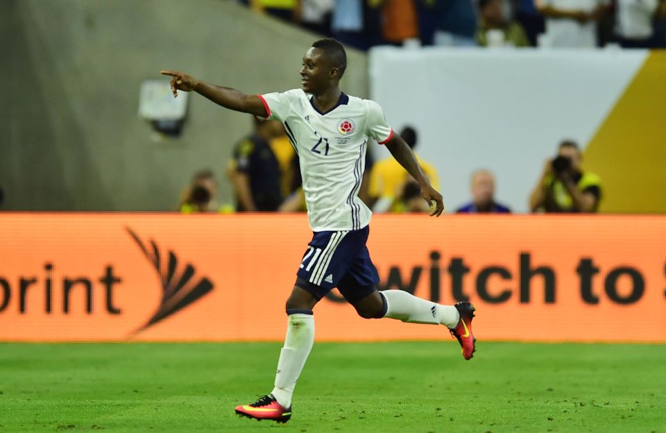  Colombia's Marlos Moreno celebrates scoring against Costa Rica