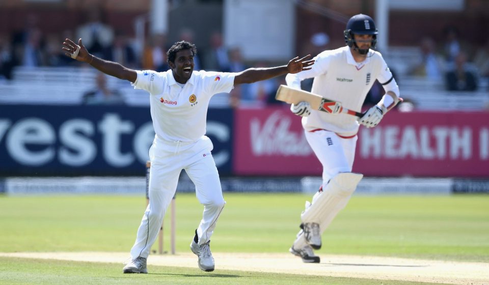  Steven Finn was out LBW to Eranga for 7