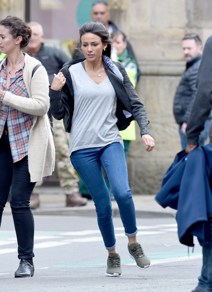  Bomb scare ... Michelle Keegan runs on set of BBC drama Our Girl