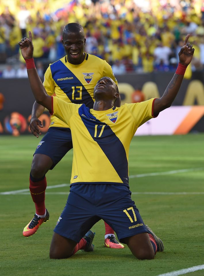  Jaime Ayovi celebrates doubling Ecuador's advantage