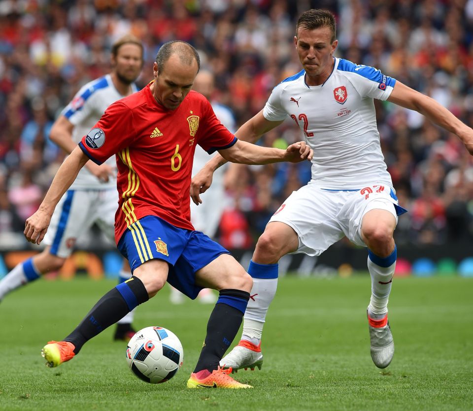  Andres Iniesta inspired defending champions Spain to a victory over Czech Republic