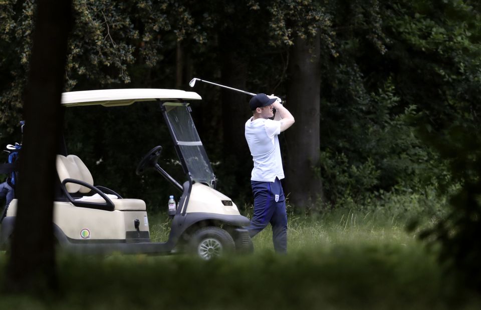  England captain Wayne Rooney during a round of golf at the Club du Lys Chantilly