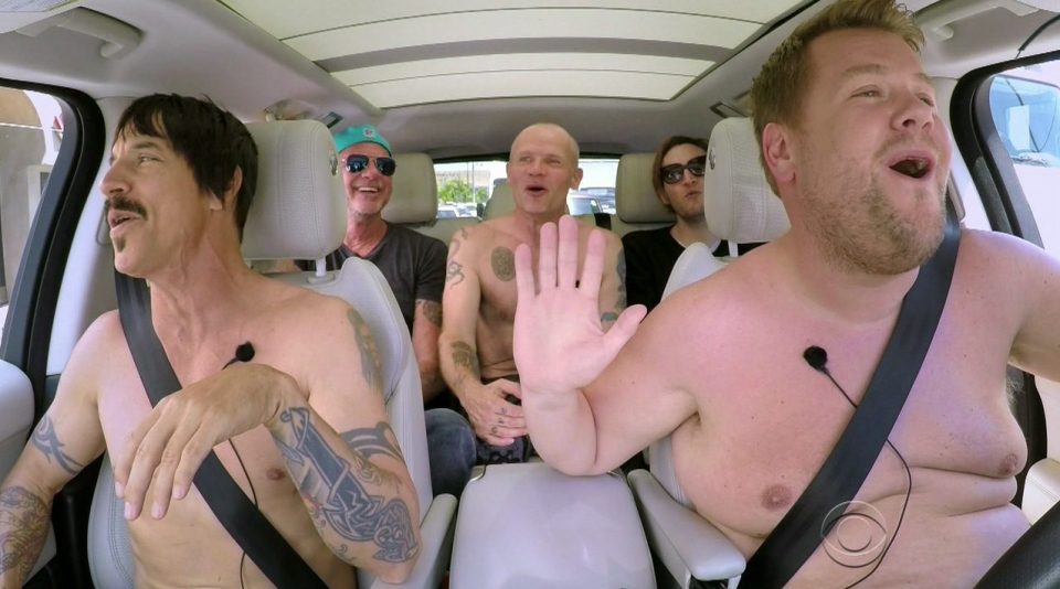  James Corden found himself stripping off with the members of Red Hot Chilli Peppers in his latest Carpool Karaoke video