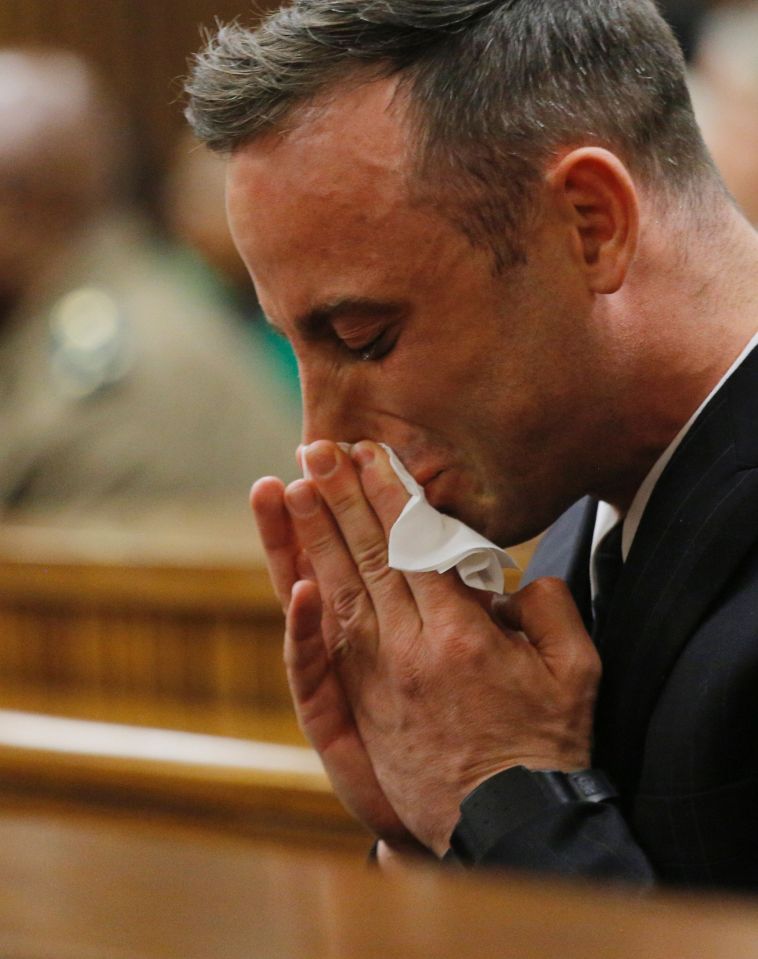  The Blade Runner openly sobs in court during the second day of his sentencing hearing