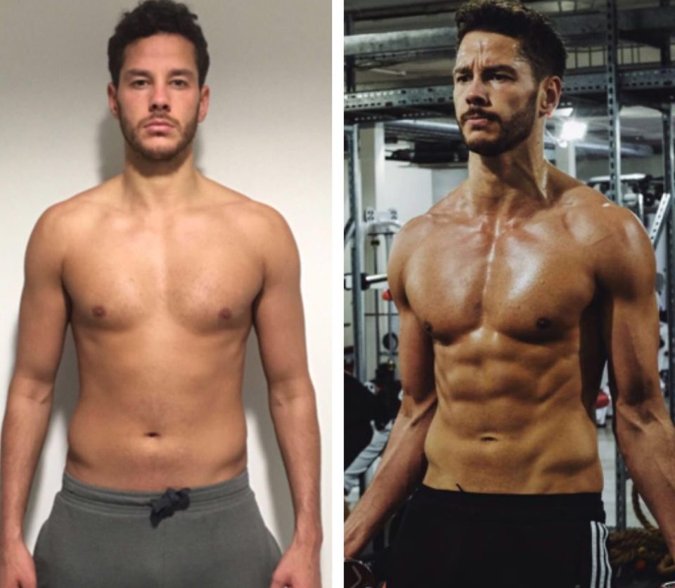  Scott, pictured left before and right now, is currently starring on Love Island