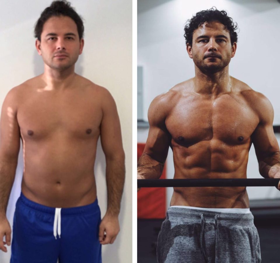  Ryan, pictured left before and right after, wanted to overhaul his physique as he prepares to leave Corrie