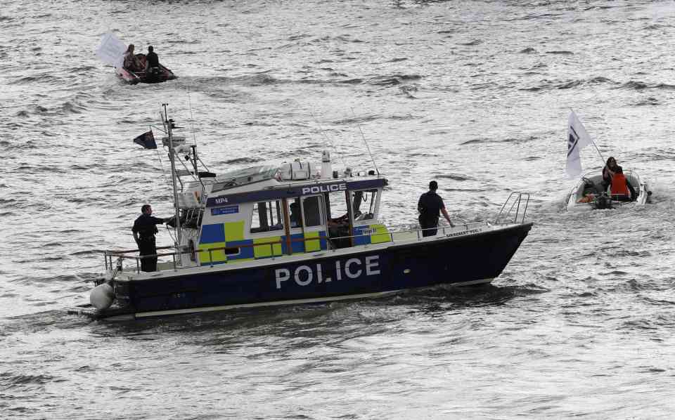  A police boat chased the pro-Remain campaigners in inflatable dinghies