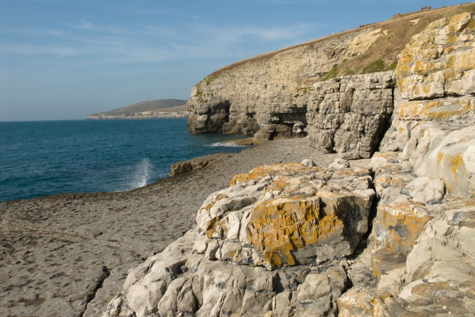  The coastguard helicopter scanned the cliffs between Anvil Point and Dancing Ledge, pictured, near Swanage, Dorset