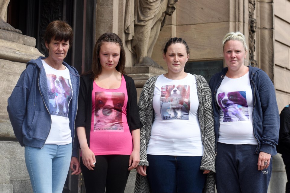  Dog owner Jade was supported by members of her family wearing t-shirts with images of the abused dog