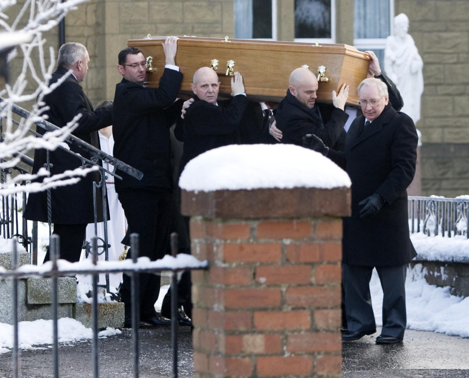  Pall bearers at Charlie Nicholas senior's funeral who died of cancer