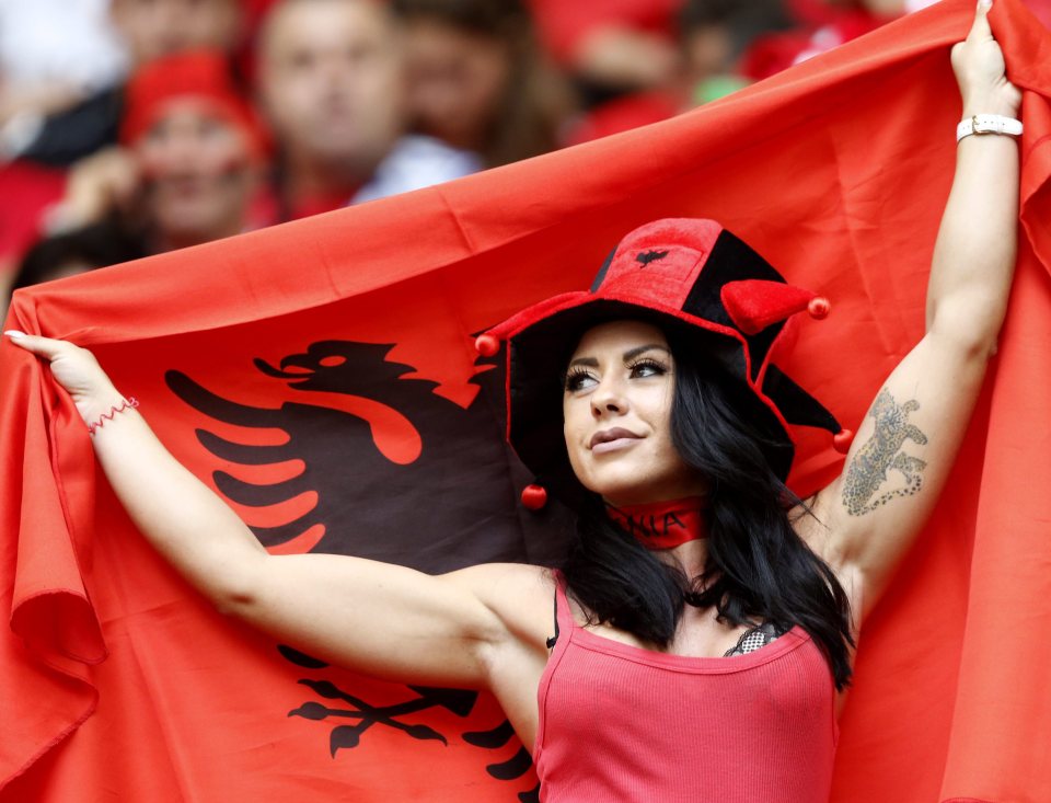  A supporter with the Albanian flag in Marseille