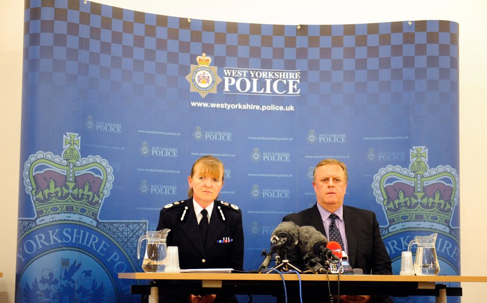  Dee Collins and Mark Burns Williamson give a press conference at Carr Gate police headquarters in Wakefield, West Yorkshire to announce the death of MP Jo Cox