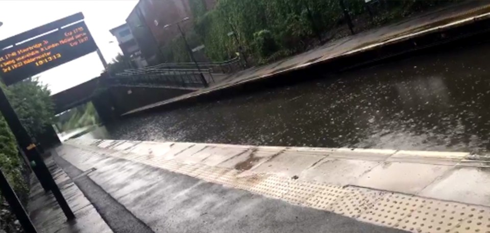  Commuters were startled to find the station had been replaced with a canal as trains were delayed and then cancelled