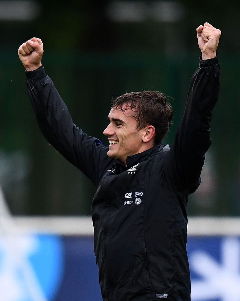  Antoine Griezmann celebrates during France training ahead of Switzerland clash