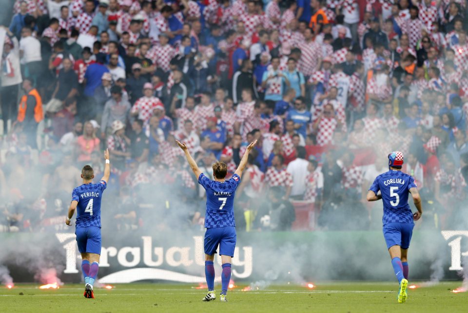  Croatia's players desperately appealed for calm as they clung on to a one-goal advantage