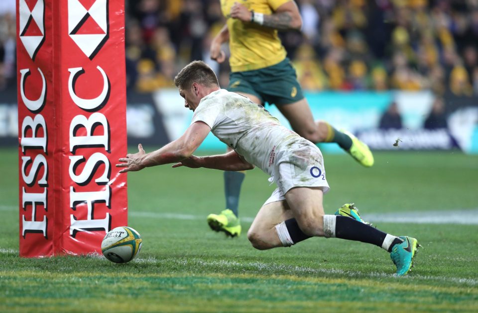  Centre Farrell dives on the ball to break Australian hearts