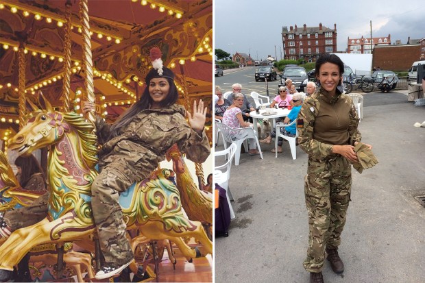 Babes ready for battle! Scarlett Moffat rocked the camo on Saturday like Michelle Keegan in Our Girl.