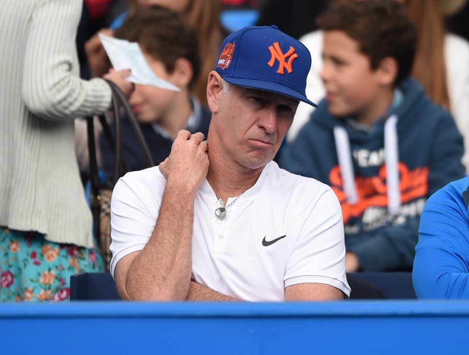  John McEnroe, coach of Milos Raonic, watches the final between his man and Andy Murray at Queen's 2016 and tips the Scot to topple Djokovic