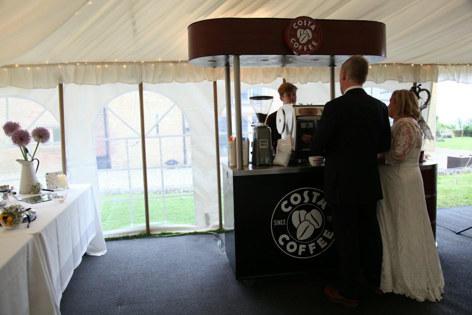  The couple were gifted their very own Costa cart for their big day