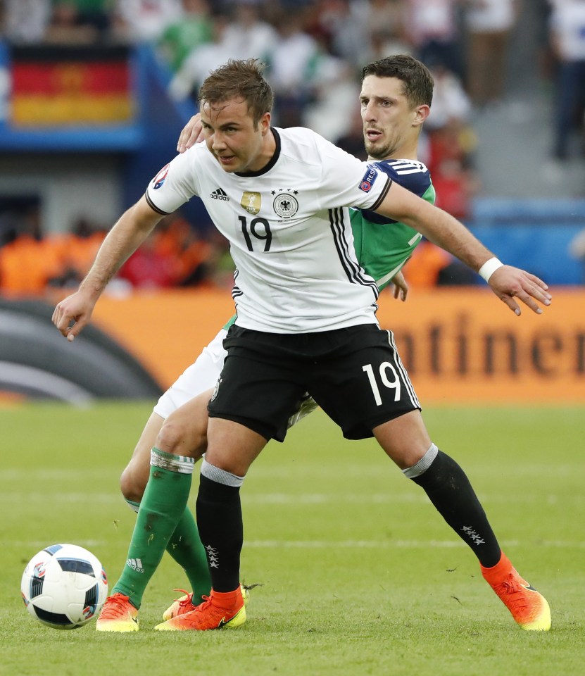  Mario Gotze in action for Germany against Northern Ireland at Euro 2016