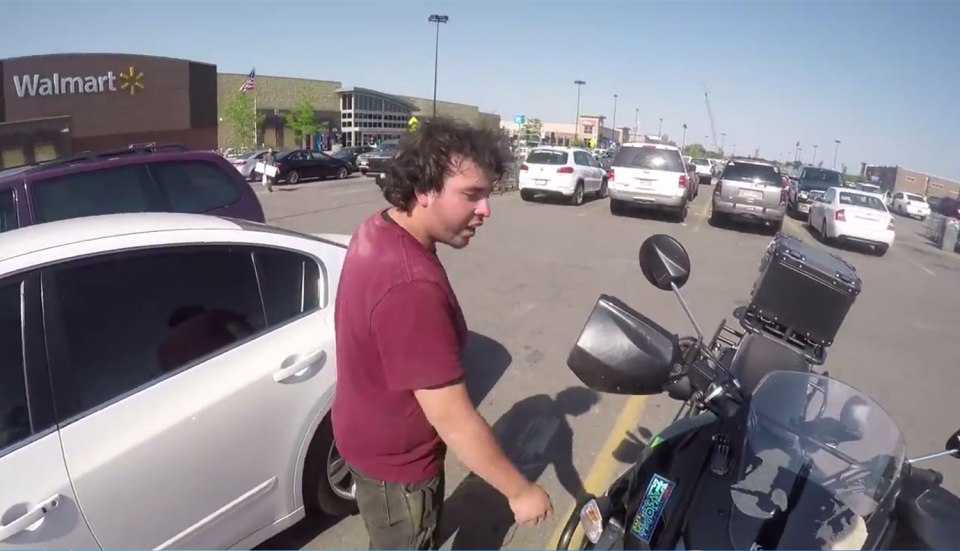  He decides to slap the motorbike