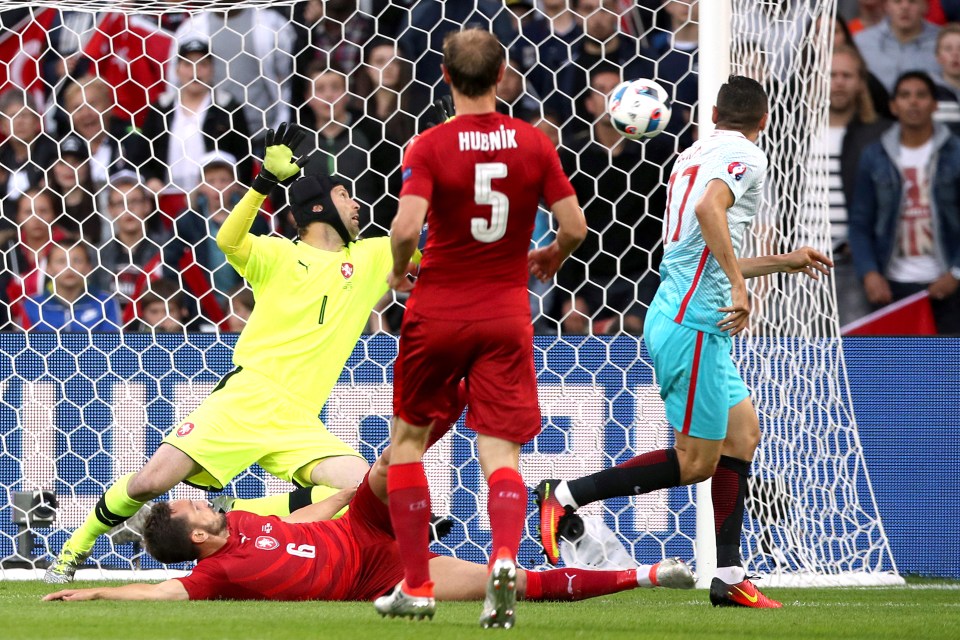  Striker Burak Yilmaz turns in a fine finish at the near post