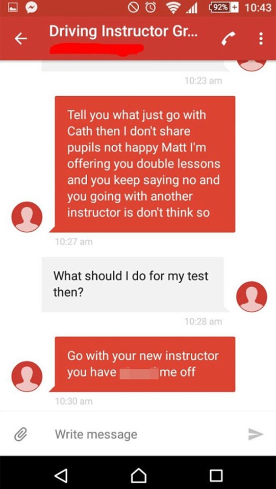 Fury... the instructor didn't take the news well