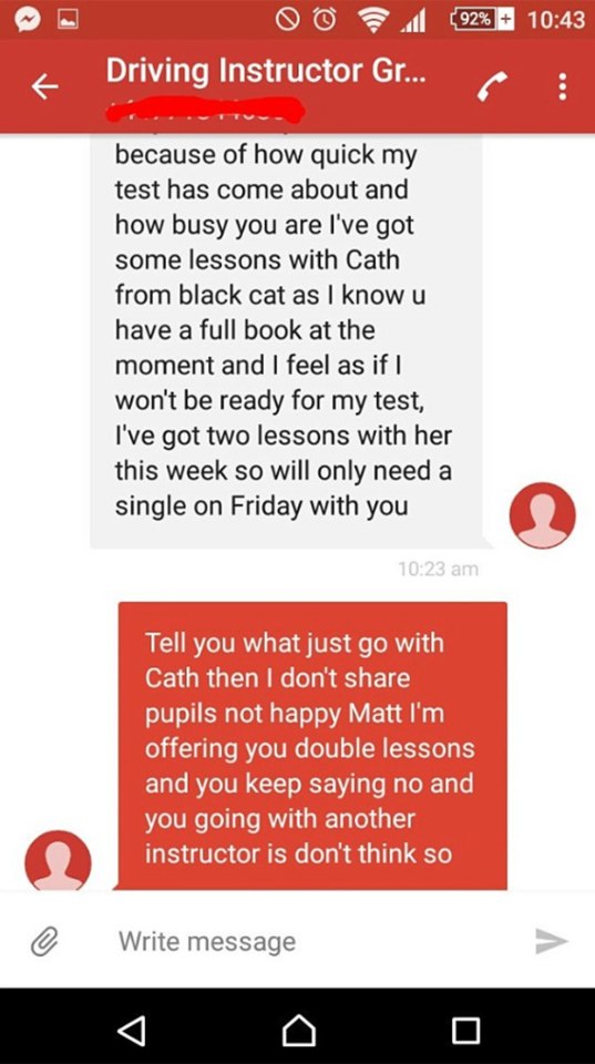 Confession... Matt reveals he's booked lessons with Cath, a rival instructor