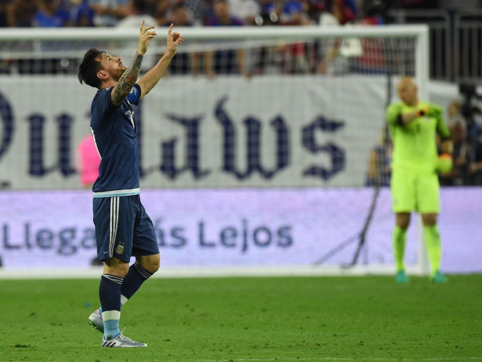 Argentina's Lionel Messi celebrates afte