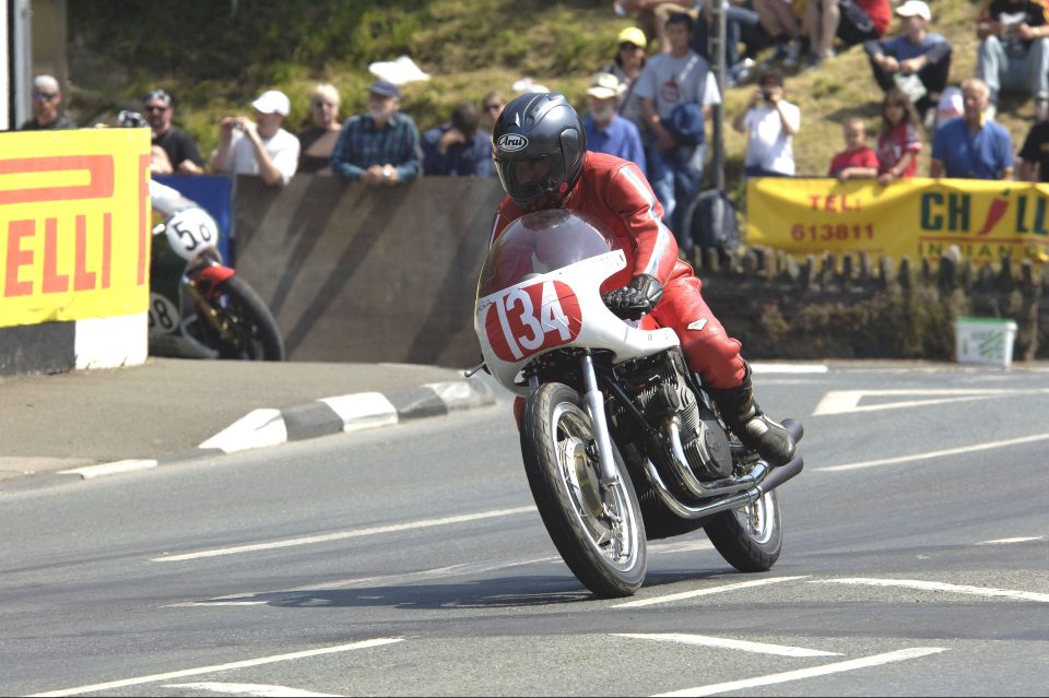  Bike enthusiast Robert White riding his Gilera 500cc Grand Prix Racing Motorcycle