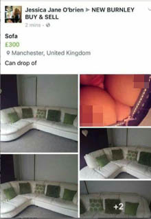  A girl selling her sofa accidentally shared a saucy selfie in her advert on a buy and sell Facebook page