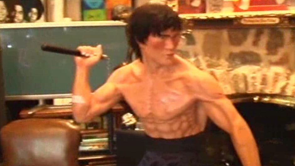 Action film star and martial artist Bruce Lee appeared as a life-sized doll in Jackson's home