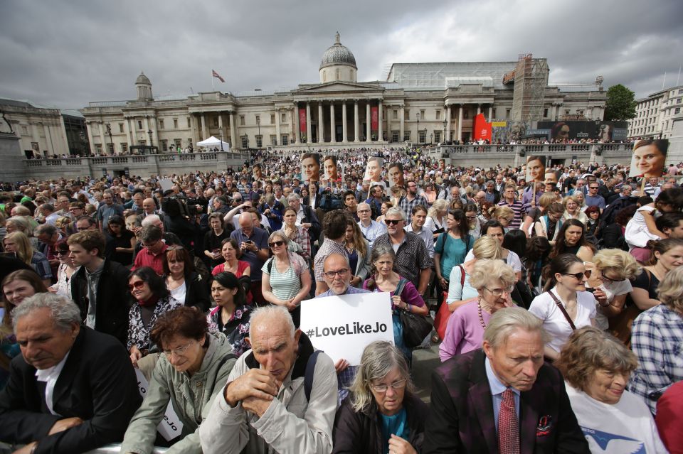  Thousands of people turned out in Trafalgar Square to show their support for Brendan Cox and his two children