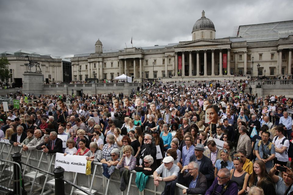  Brendan Cox told the crowd their support has been helping him and his family deal with the grief since his wife the Labour MP Jo Cox was murdered