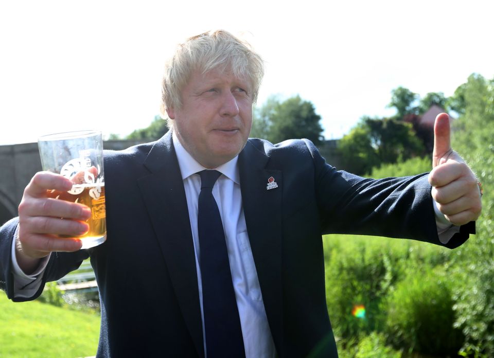  He earned it: After a gruelling day Boris Johnson enjoyed a pint in County Durham