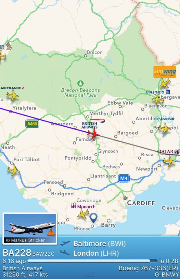  A British Airways flight from Baltimore to London 'declared an emergency' en route to Heathrow