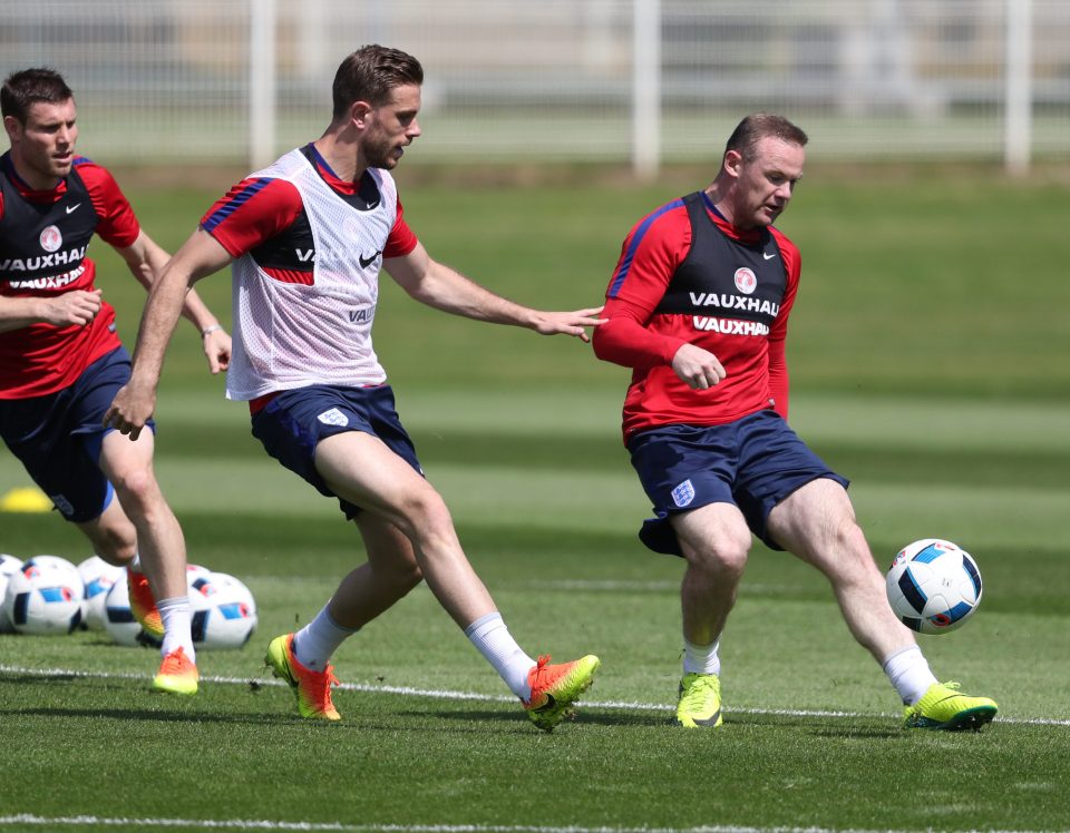 Wayne Rooney in training shows little sign the ankle strapping is causing him problems as England prepare to face Iceland