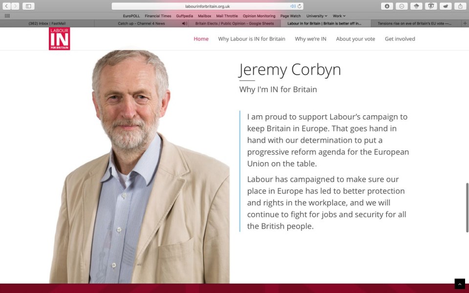  Jeremy Corbyn pictured wearing a West Papua Solidarity t-shirt under his shirt on the Labour Remain website