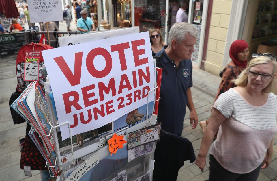  A staggering 95.9 per cent of voters in Gibraltar voted for Britain to remain in the EU