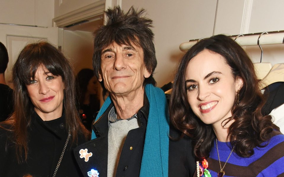  Ronnie Wood with daughter Leah, left, and wife Sally, right